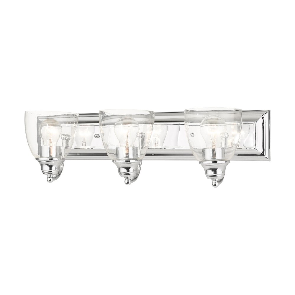 Livex Lighting-17073-05-Birmingham - 3 Light Bath Vanity in Birmingham Style - 24 Inches wide by 7 Inches high Polished Chrome Antique Brass Finish with Clear Glass