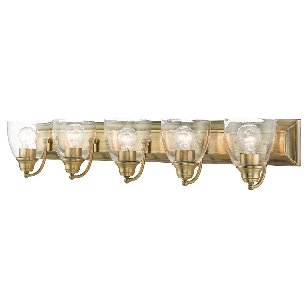 Livex Lighting-17075-01-Birmingham - 5 Light Bath Vanity in Birmingham Style - 36 Inches wide by 7 Inches high Antique Brass Antique Brass Finish with Clear Glass