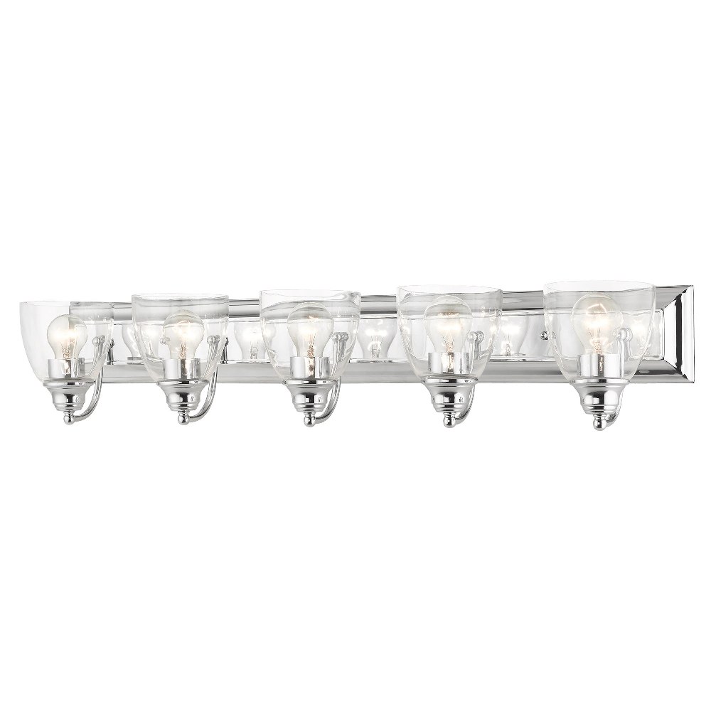 Livex Lighting-17075-05-Birmingham - 5 Light Bath Vanity in Birmingham Style - 36 Inches wide by 7 Inches high Polished Chrome Antique Brass Finish with Clear Glass