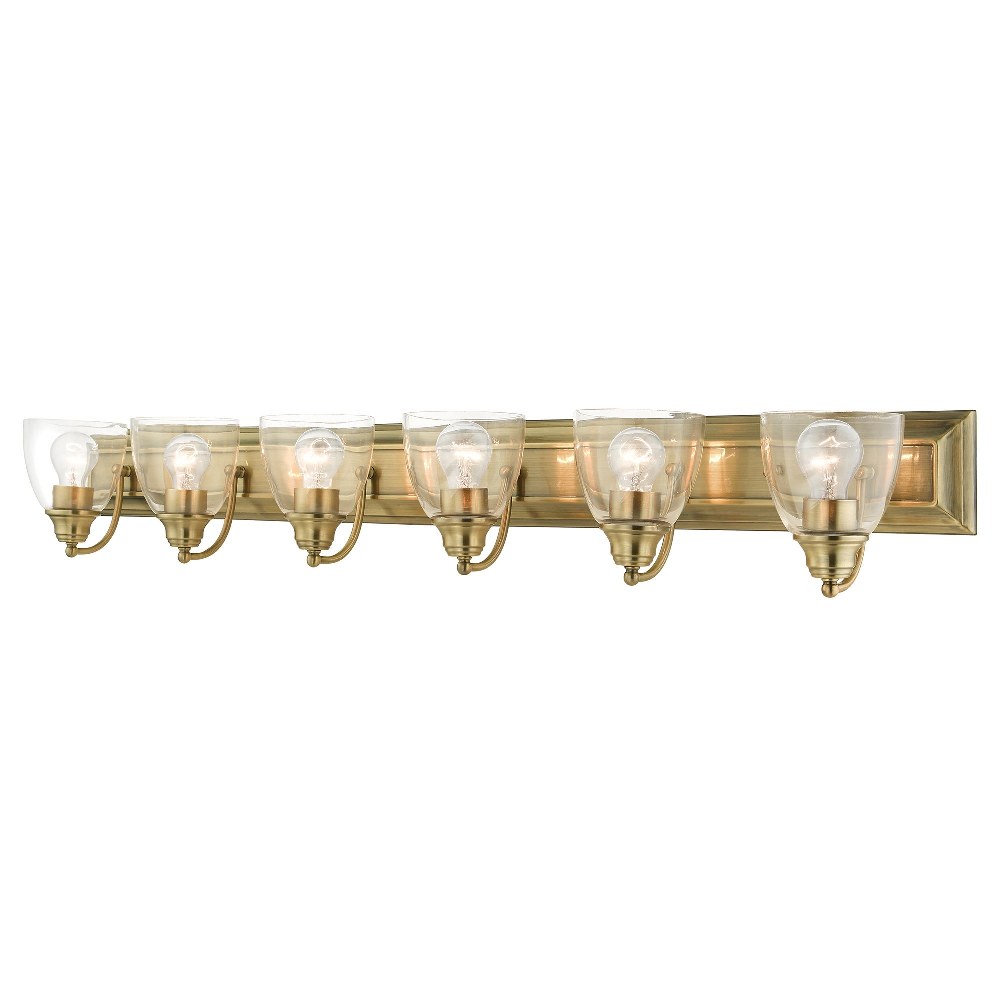 Livex Lighting-17076-01-Birmingham - 6 Light Bath Vanity in Birmingham Style - 48 Inches wide by 7 Inches high Antique Brass Antique Brass Finish with Clear Glass