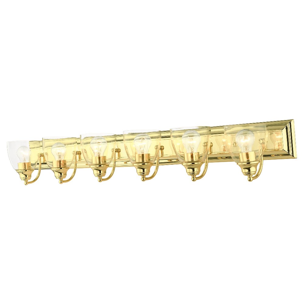 Livex Lighting-17076-02-Birmingham - 6 Light Bath Vanity in Birmingham Style - 48 Inches wide by 7 Inches high Polished Brass Antique Brass Finish with Clear Glass