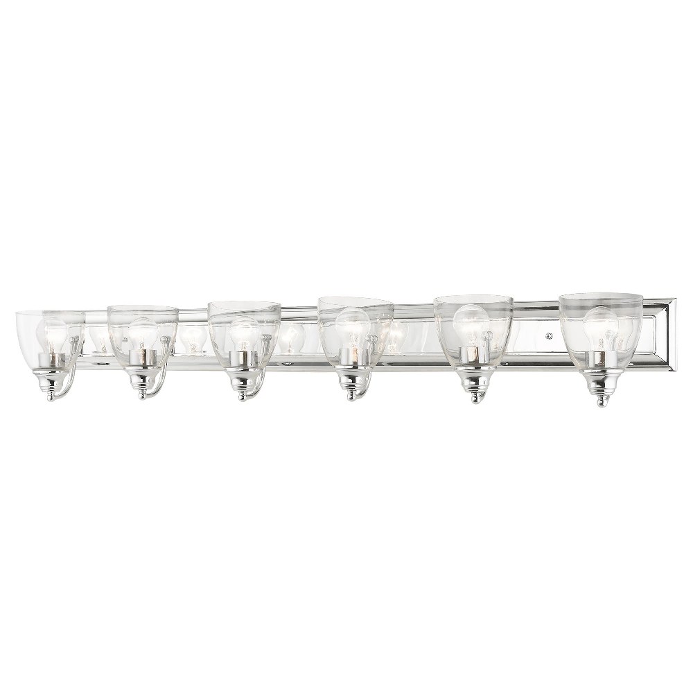 Livex Lighting-17076-05-Birmingham - 6 Light Bath Vanity in Birmingham Style - 48 Inches wide by 7 Inches high Polished Chrome Antique Brass Finish with Clear Glass