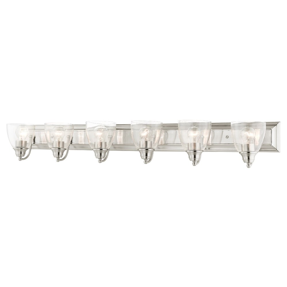 Livex Lighting-17076-91-Birmingham - 6 Light Bath Vanity in Birmingham Style - 48 Inches wide by 7 Inches high Brushed Nickel Antique Brass Finish with Clear Glass