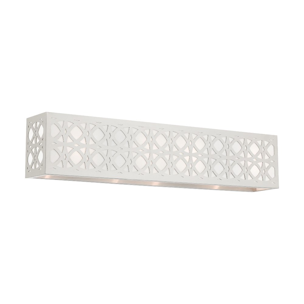 Livex Lighting-17133-91-Calinda - 4 Light ADA Bath Vanity in Calinda Style - 23.75 Inches wide by 5 Inches high Brushed Nickel Polished Chrome Finish
