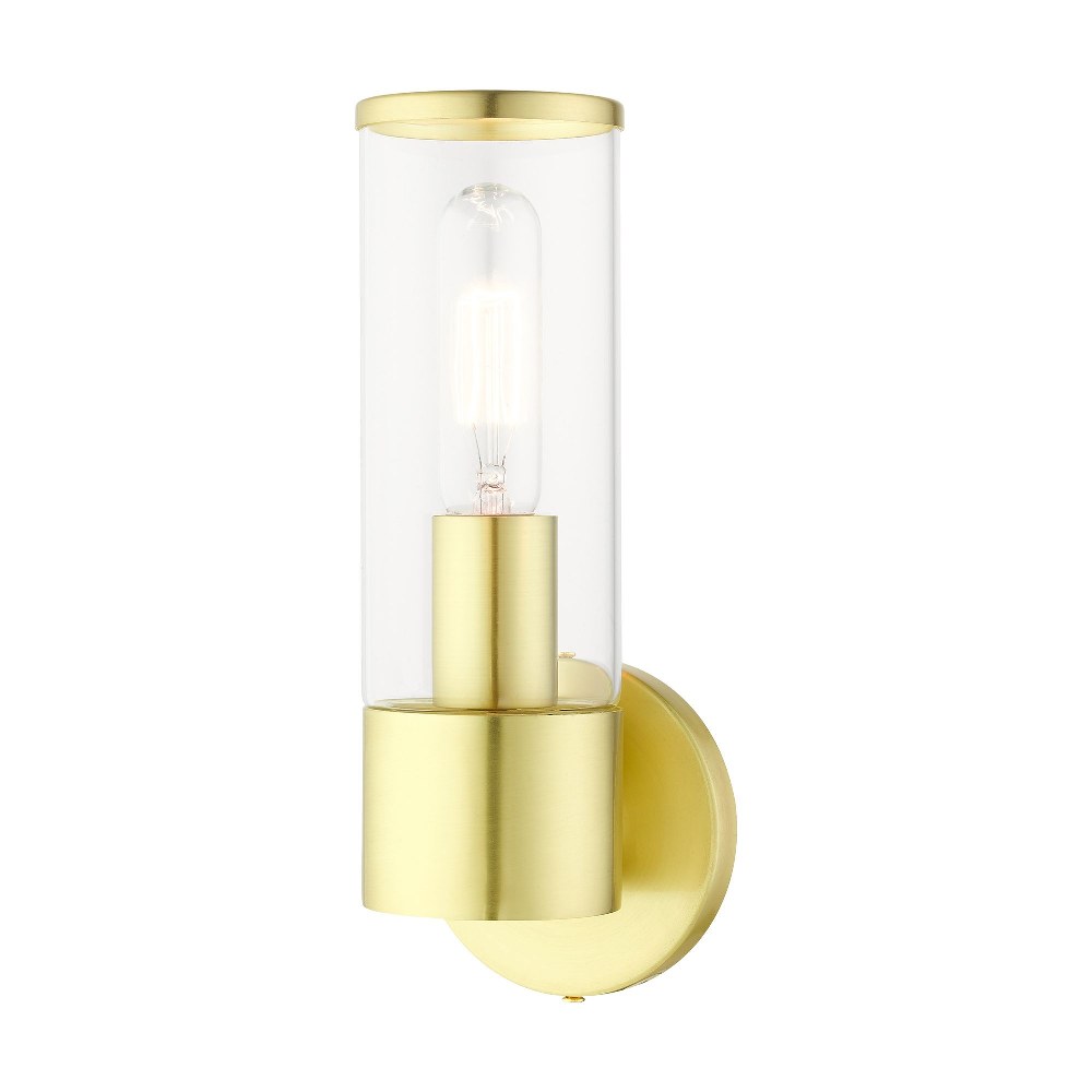 Livex Lighting-17281-12-Banca - 1 Light ADA Wall Sconce In Nautical Style-11.25 Inches Tall and 4.25 Inches Wide Satin Brass Polished Chrome Finish with Clear Glass