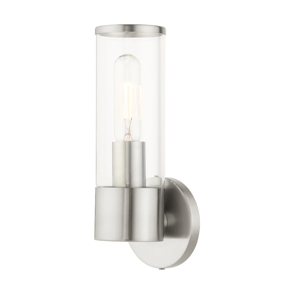 Livex Lighting-17281-91-Banca - 1 Light ADA Wall Sconce In Nautical Style-11.25 Inches Tall and 4.25 Inches Wide Brushed Nickel Polished Chrome Finish with Clear Glass