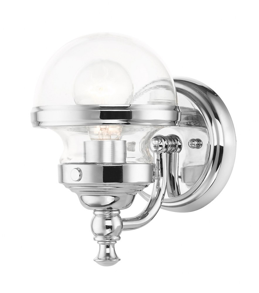 Livex Lighting-17411-05-Oldwick - 1 Light Bath Vanity in Oldwick Style - 5.5 Inches wide by 8.25 Inches high Polished Chrome Polished Chrome Finish with Clear Glass