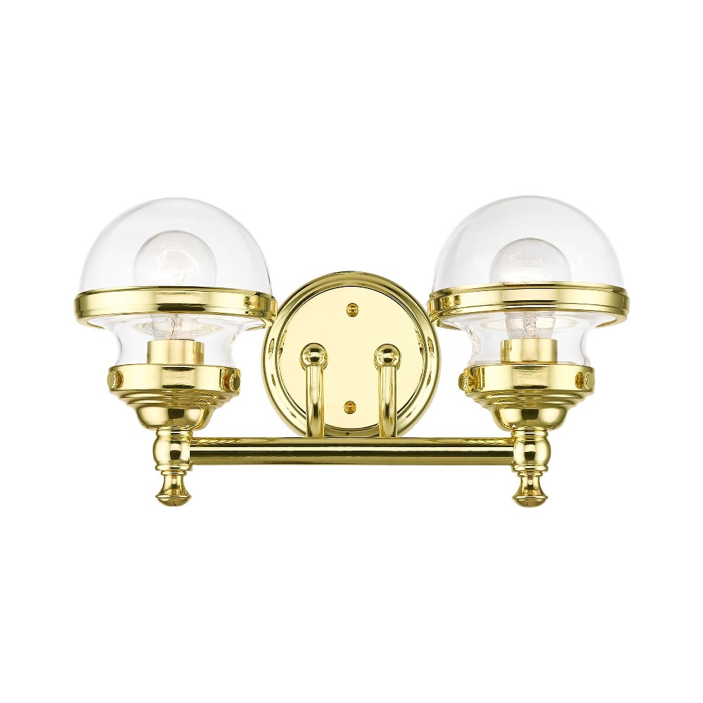 Livex Lighting-17412-02-Oldwick - 2 Light Bath Vanity In Transitional Style-8.25 Inches Tall and 15 Inches Wide Polished Brass Finish with Clear Glass