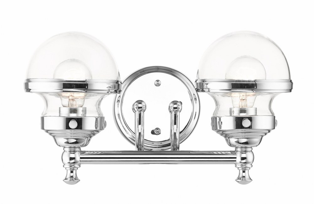 Livex Lighting-17412-05-Oldwick - 2 Light Bath Vanity in Oldwick Style - 15 Inches wide by 8.25 Inches high   Polished Chrome Finish with Clear Glass