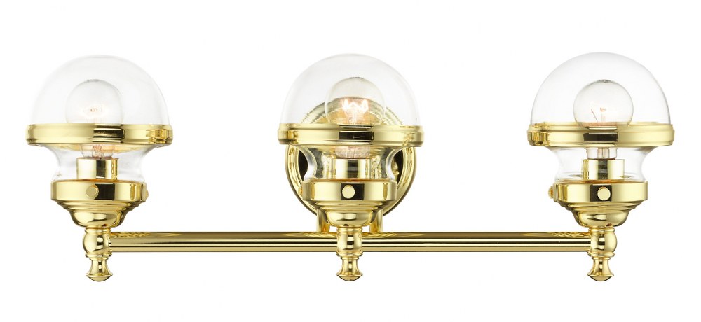 Livex Lighting-17413-02-Oldwick - 3 Light Bath Vanity in Oldwick Style - 24 Inches wide by 8.25 Inches high Polished Brass Polished Brass Finish with Clear Glass