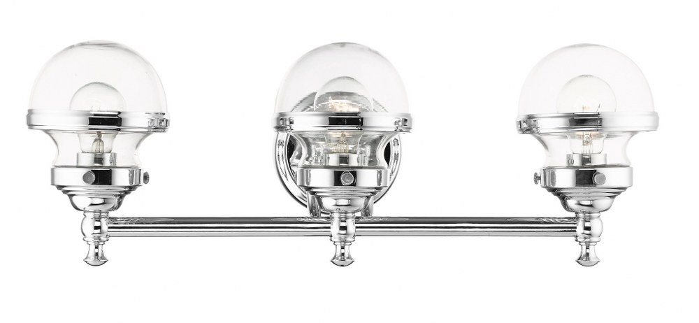 Livex Lighting-17413-05-Oldwick - 3 Light Bath Vanity in Oldwick Style - 24 Inches wide by 8.25 Inches high   Polished Chrome Finish with Clear Glass