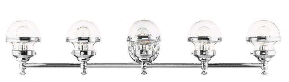 Livex Lighting-17415-05-Oldwick - 5 Light Large Bath Vanity In Nautical Style-8.25 Inches Tall and 42 Inches Wide Polished Chrome  Polished Chrome Finish with Clear Glass