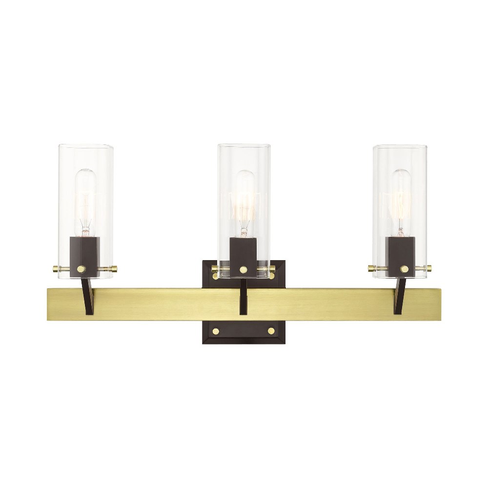 Livex Lighting-17823-12-Beckett - 3 Light Bath Vanity in Beckett Style - 23.75 Inches wide by 12 Inches high Satin Brass Satin Brass Finish with Clear Glass