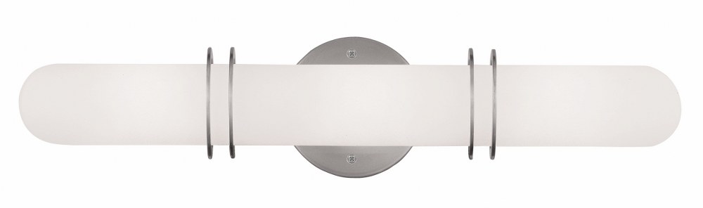 Livex Lighting-1903-91-Pelham - 3 Light Bath Vanity in Pelham Style - 19.75 Inches wide by 4.5 Inches high   Brushed Nickel Finish with Satin Opal White Glass