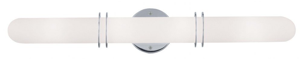 Livex Lighting-1904-05-Pelham - 4 Light Bath Vanity in Pelham Style - 26.5 Inches wide by 4.5 Inches high Polished Chrome Brushed Nickel Finish with Satin Opal White Glass