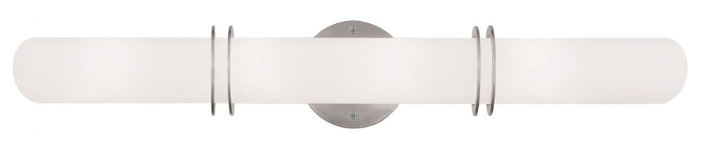 Livex Lighting-1904-91-Pelham - 4 Light Bath Vanity in Pelham Style - 26.5 Inches wide by 4.5 Inches high Brushed Nickel Brushed Nickel Finish with Satin Opal White Glass