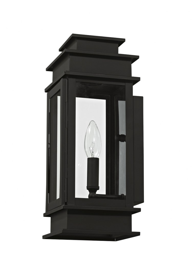 Livex Lighting-2013-04-Princeton - 1 Light Outdoor Wall Lantern in Princeton Style - 5.5 Inches wide by 14 Inches high Black  Vintage Pewter Finish with Clear Glass