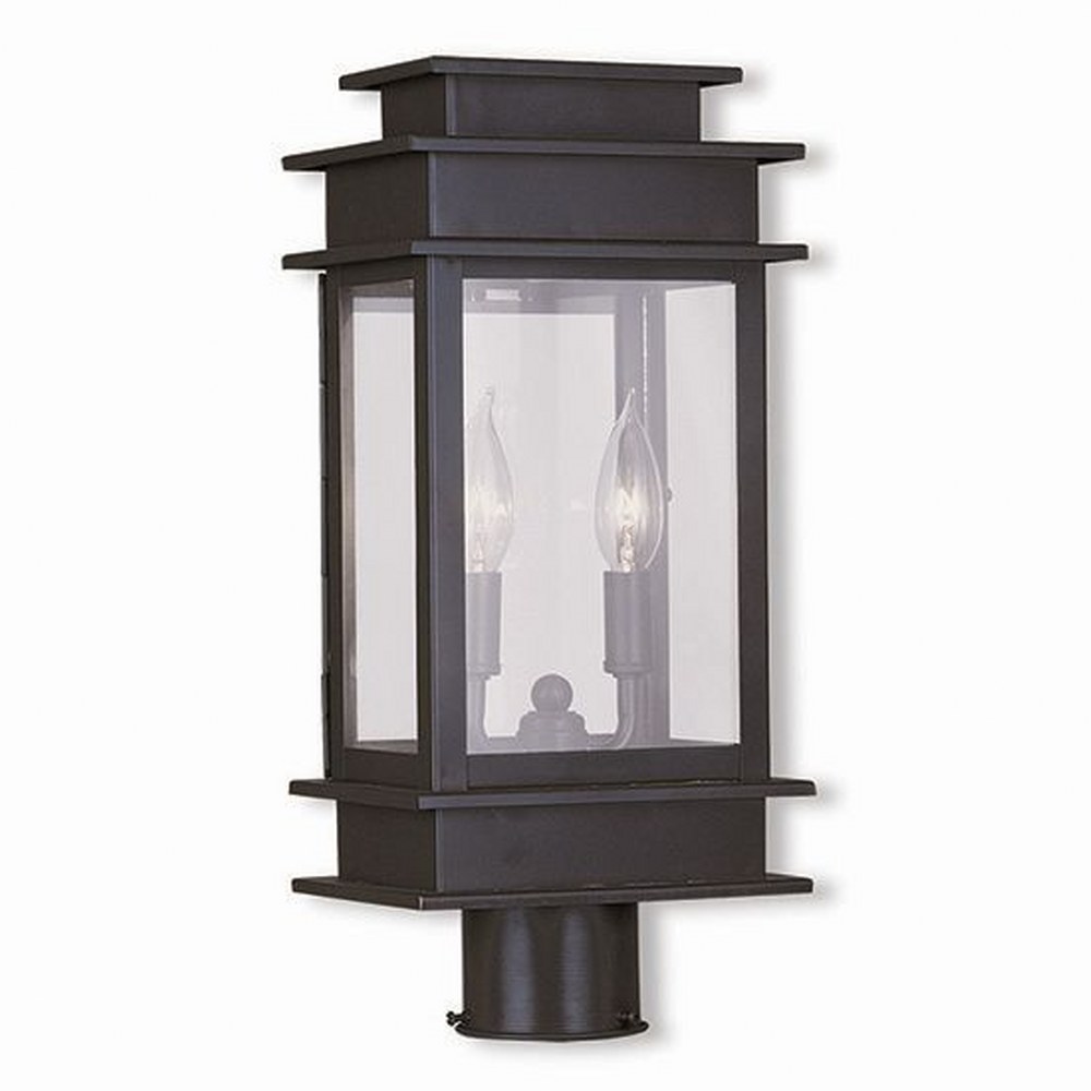 Livex Lighting-2015-07-Princeton - 2 Light Outdoor Post Top Lantern in Princeton Style - 5.5 Inches wide by 16.75 Inches high   Bronze Finish with Clear Glass