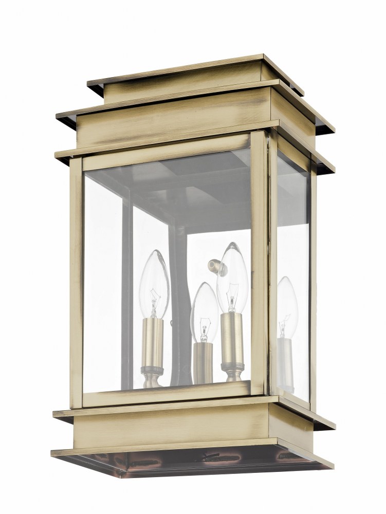 Livex Lighting-2016-01-Princeton - 2 Light Outdoor Wall Lantern in Princeton Style - 9.5 Inches wide by 15.25 Inches high Antique Brass  Vintage Pewter Finish with Clear Glass