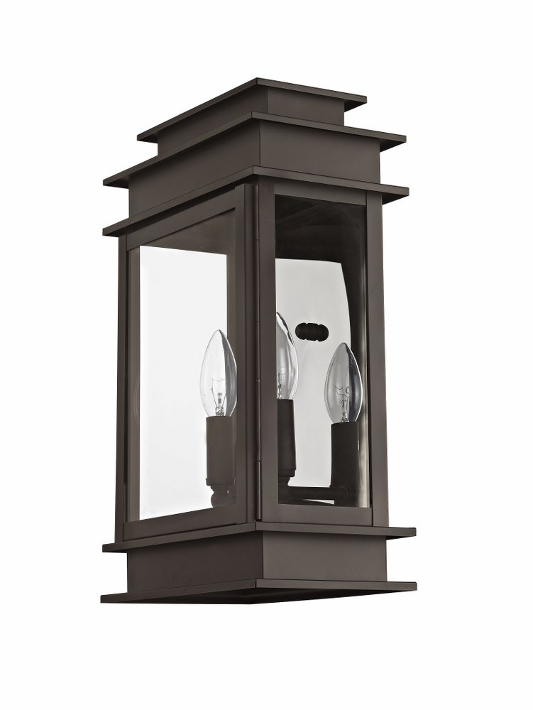 Livex Lighting-2016-07-Princeton - 2 Light Outdoor Wall Lantern in Princeton Style - 9.5 Inches wide by 15.25 Inches high Bronze  Vintage Pewter Finish with Clear Glass