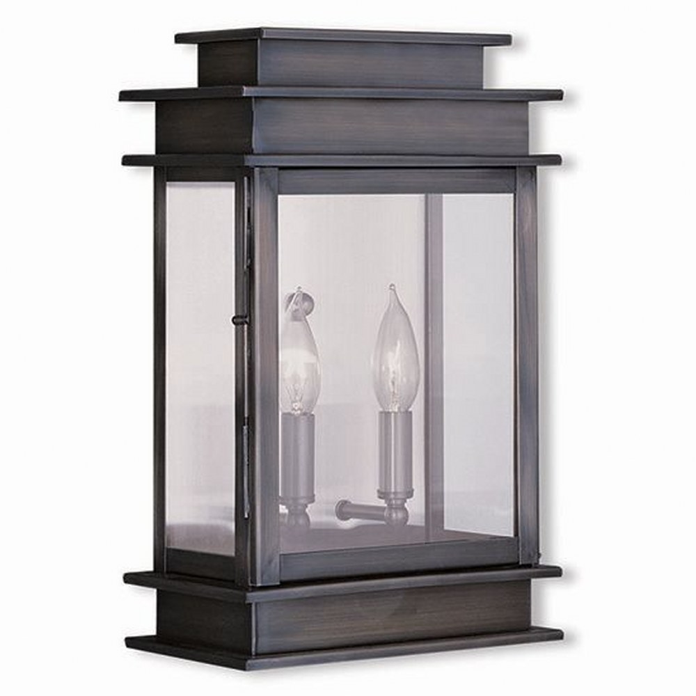 Livex Lighting-2016-29-Princeton - 2 Light Outdoor Wall Lantern in Princeton Style - 9.5 Inches wide by 15.25 Inches high Vintage Pewter  Vintage Pewter Finish with Clear Glass