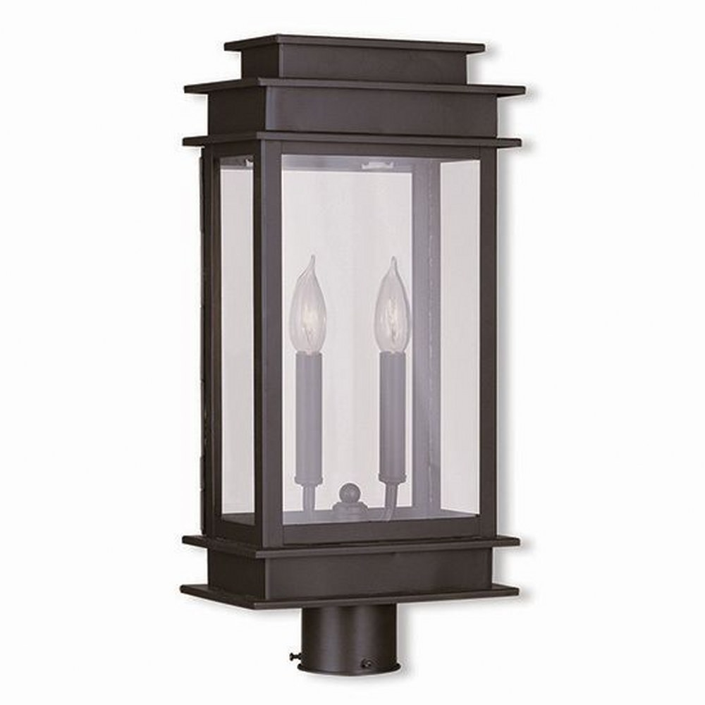 Livex Lighting-2017-07-Princeton - 2 Light Outdoor Post Top Lantern in Princeton Style - 5.5 Inches wide by 20.5 Inches high   Bronze Finish with Clear Glass