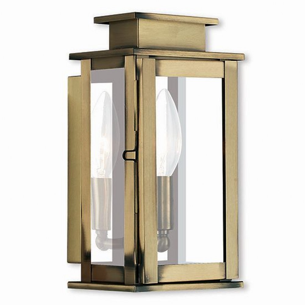 Livex Lighting-20191-01-Princeton - 1 Light Outdoor Wall Lantern in Princeton Style - 4.75 Inches wide by 9 Inches high Antique Brass  Vintage Pewter Finish with Clear Glass