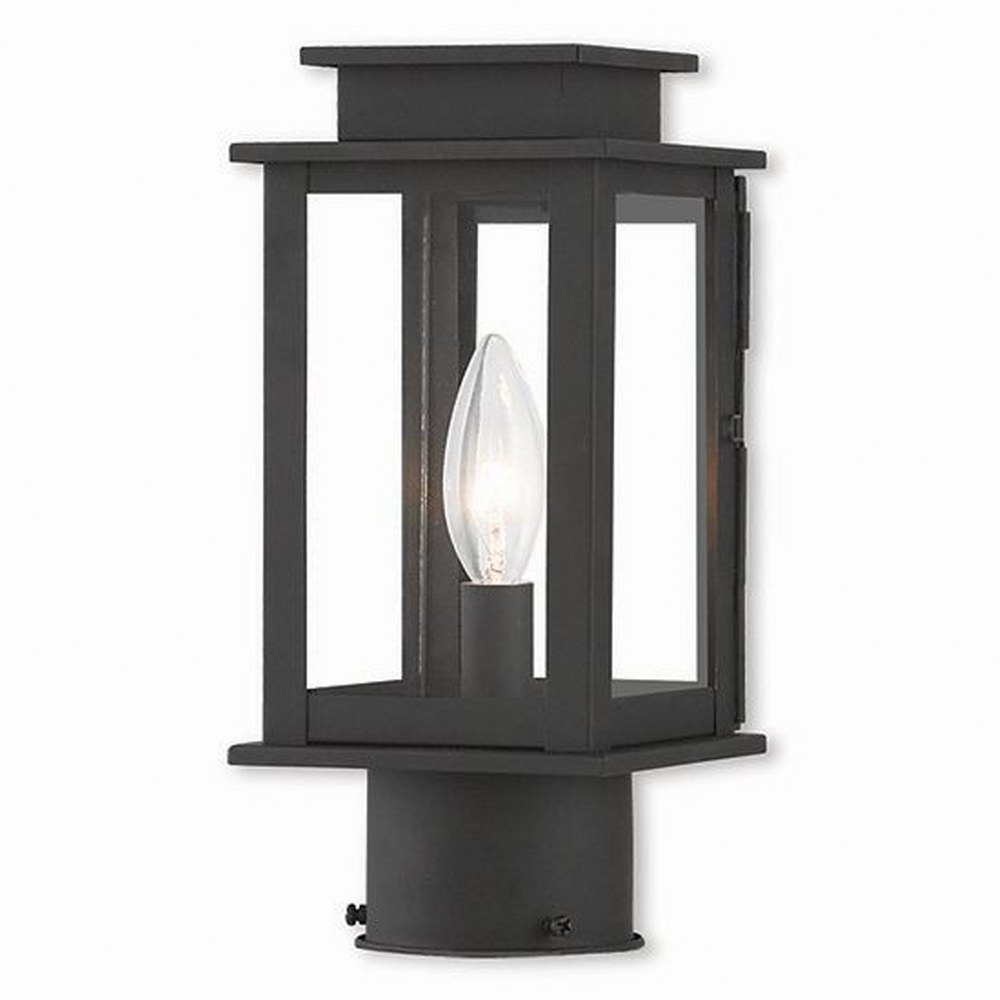 Livex Lighting-20201-04-Princeton - 1 Light Outdoor Mini Post Top Lantern In Classic Style-10.5 Inches Tall and 4.75 Inches Wide Black  Vintage Pewter Finish with Clear Glass