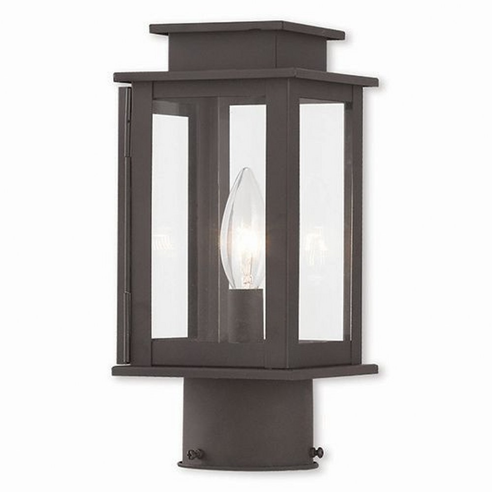 Livex Lighting-20201-07-Princeton - 1 Light Outdoor Mini Post Top Lantern In Classic Style-10.5 Inches Tall and 4.75 Inches Wide Bronze  Vintage Pewter Finish with Clear Glass