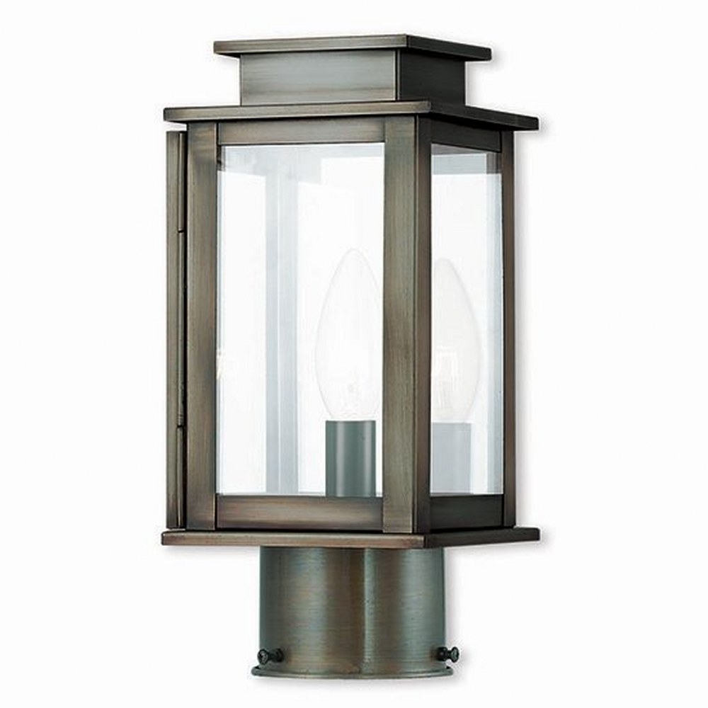 Livex Lighting-20201-29-Princeton - 1 Light Outdoor Mini Post Top Lantern In Classic Style-10.5 Inches Tall and 4.75 Inches Wide Vintage Pewter  Vintage Pewter Finish with Clear Glass