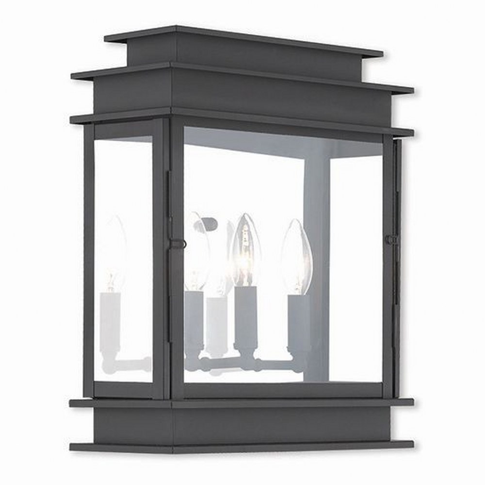 Livex Lighting-20204-04-Princeton - 3 Light Outdoor Wall Lantern in Princeton Style - 12.5 Inches wide by 15.25 Inches high Black  Bronze Finish with Clear Glass