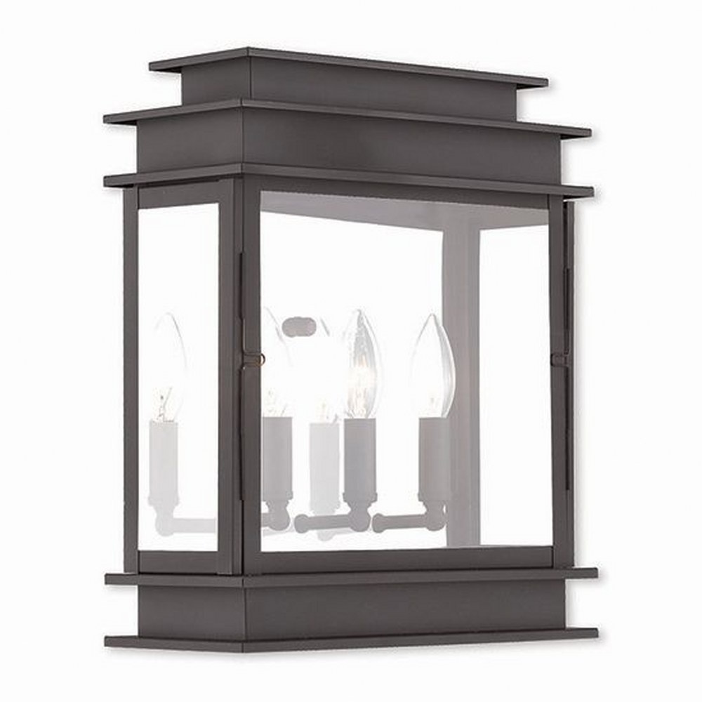 Livex Lighting-20204-07-Princeton - 3 Light Outdoor Wall Lantern in Princeton Style - 12.5 Inches wide by 15.25 Inches high Bronze  Bronze Finish with Clear Glass