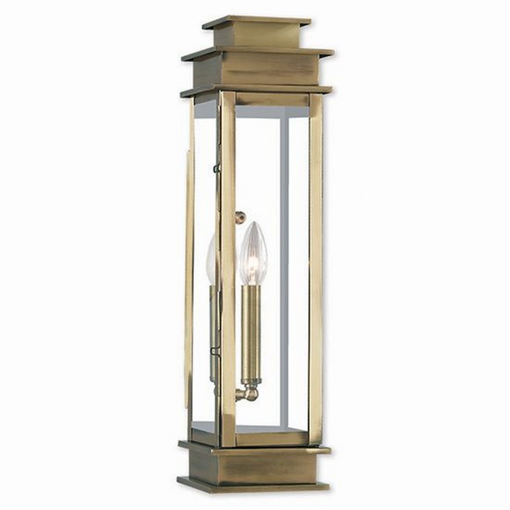 Livex Lighting-20207-01-Princeton - 1 Light Outdoor Wall Lantern in Princeton Style - 5.25 Inches wide by 20.25 Inches high Antique Brass  Vintage Pewter Finish with Clear Glass