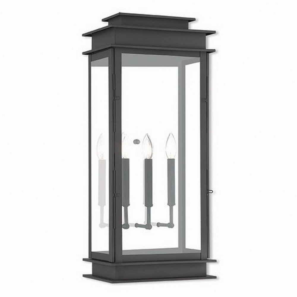 Livex Lighting-20208-04-Princeton - 3 Light Extra Large Outdoor Wall Lantern In Classic Style-28.5 Inches Tall and 12.5 Inches Wide Black  Bronze Finish with Clear Glass