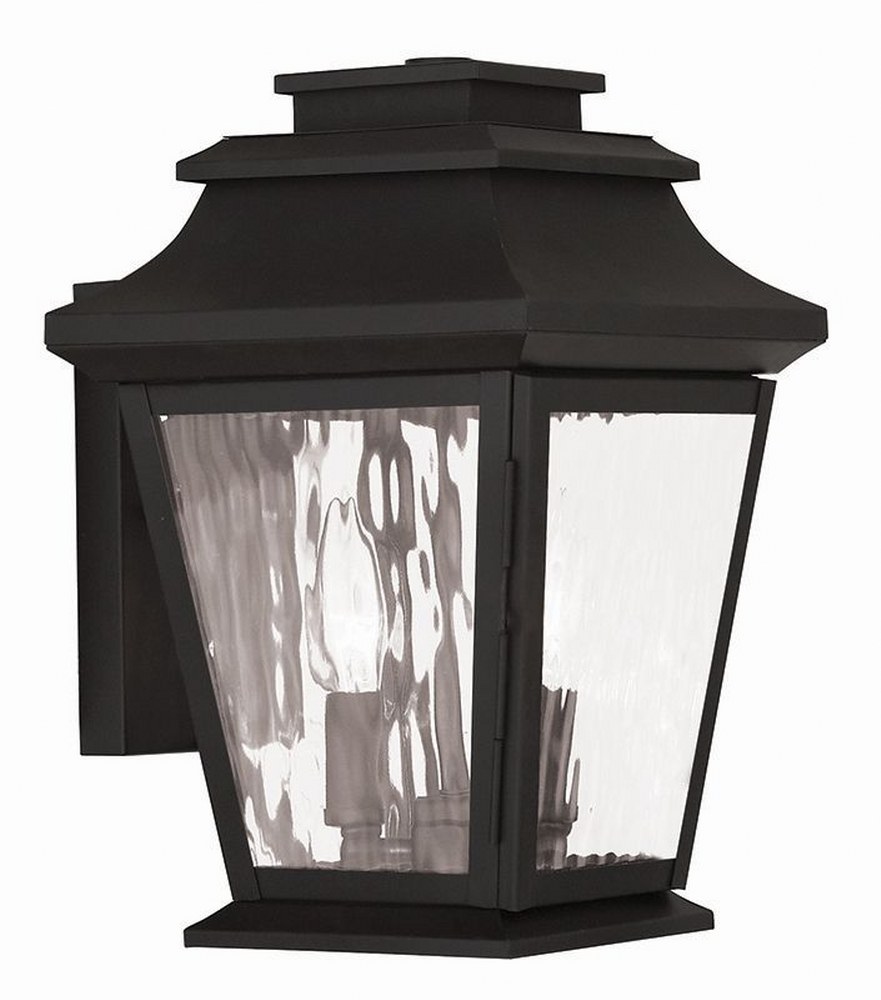 Livex Lighting-20232-04-Hathaway - 2 Light Outdoor Wall Lantern in Hathaway Style - 8 Inches wide by 12.5 Inches high   Black Finish with Clear Water Glass