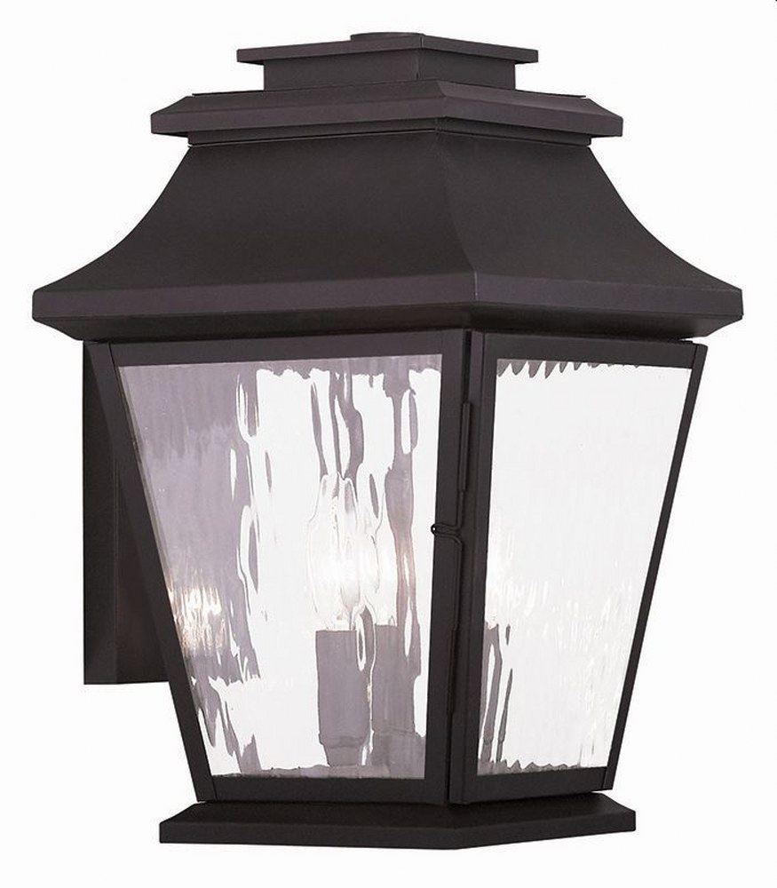 Livex Lighting-20235-07-Hathaway - 3 Light Outdoor Wall Lantern in Hathaway Style - 10 Inches wide by 15 Inches high   Bronze Finish with Clear Water Glass