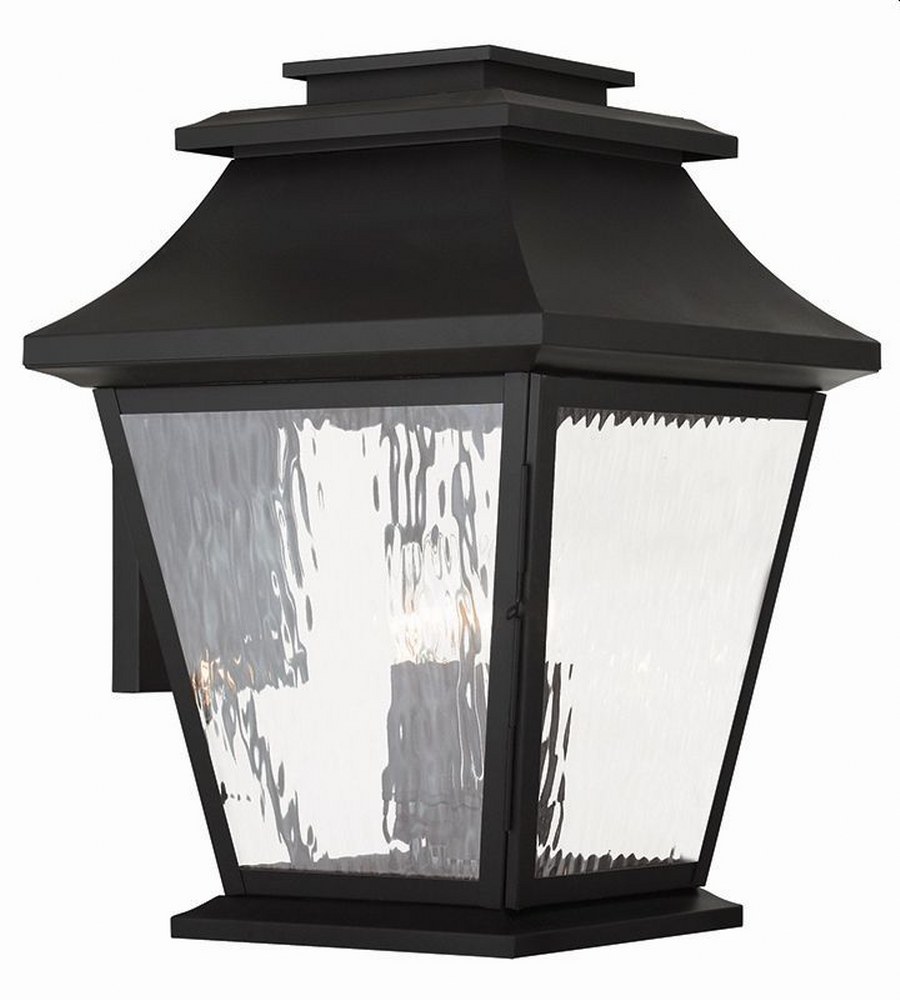 Livex Lighting-20240-04-Hathaway - 4 Light Outdoor Wall Lantern in Hathaway Style - 14 Inches wide by 18.75 Inches high Black  Bronze Finish with Clear Water Glass