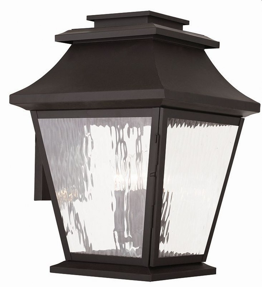 Livex Lighting-20240-07-Hathaway - 4 Light Outdoor Wall Lantern in Hathaway Style - 14 Inches wide by 18.75 Inches high Bronze  Bronze Finish with Clear Water Glass