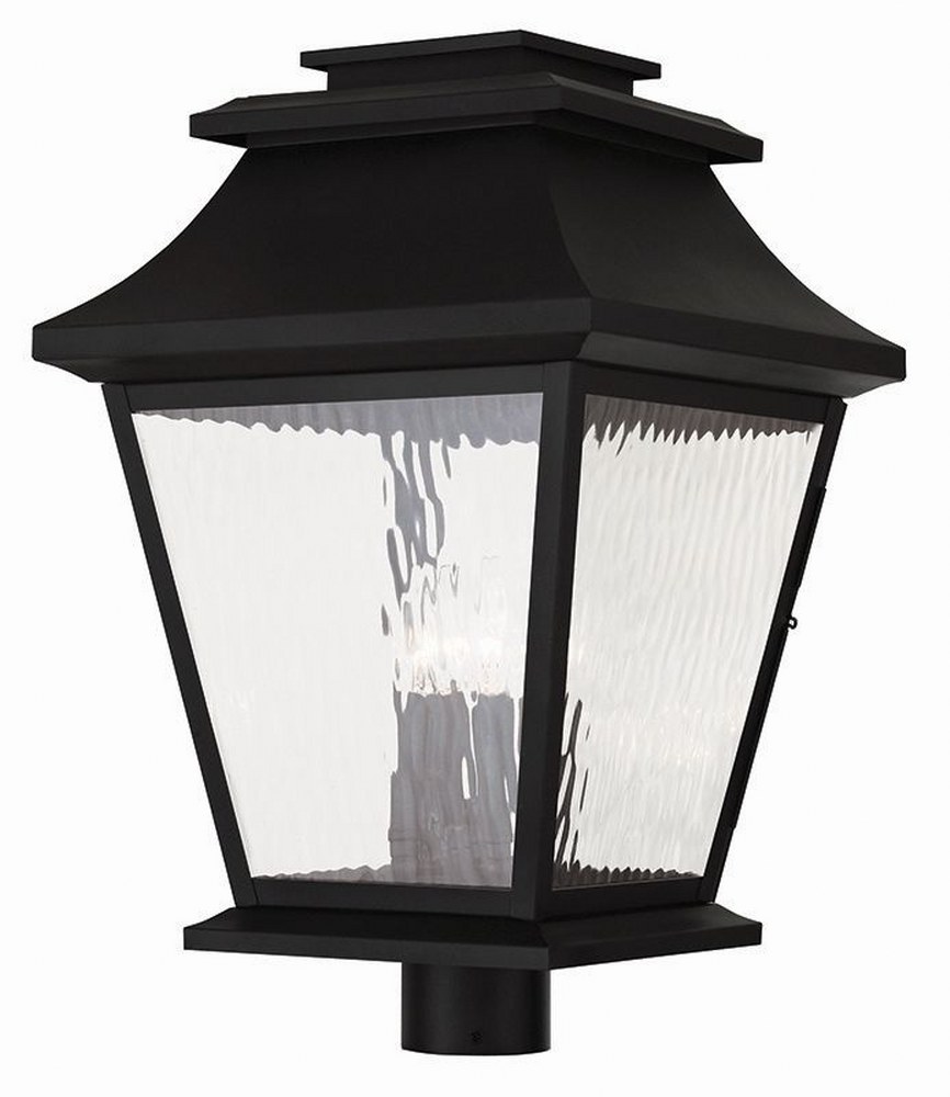 Livex Lighting-20244-04-Hathaway - 4 Light Outdoor Post Top Lantern in Hathaway Style - 14 Inches wide by 21 Inches high Black  Black Finish with Clear Water Glass