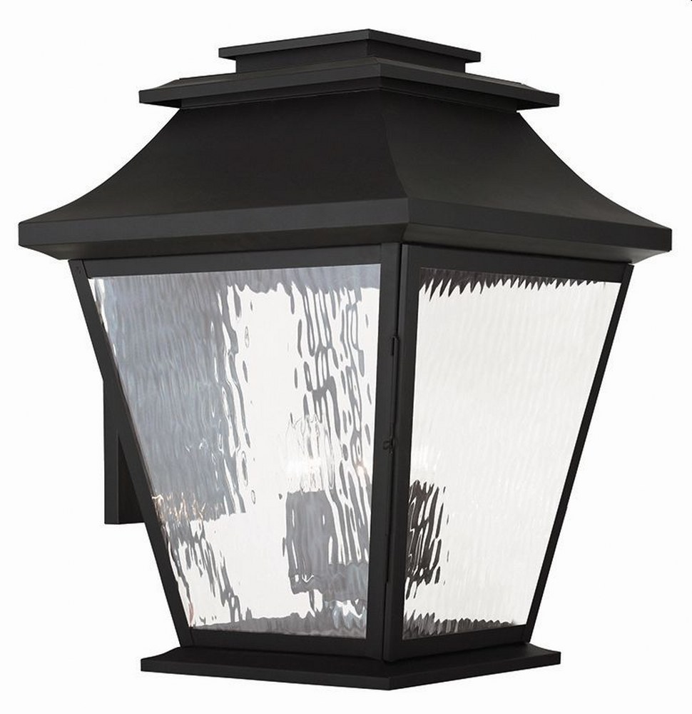 Livex Lighting-20245-04-Hathaway - 5 Light Outdoor Wall Lantern in Hathaway Style - 18 Inches wide by 24 Inches high Black  Bronze Finish with Clear Water Glass