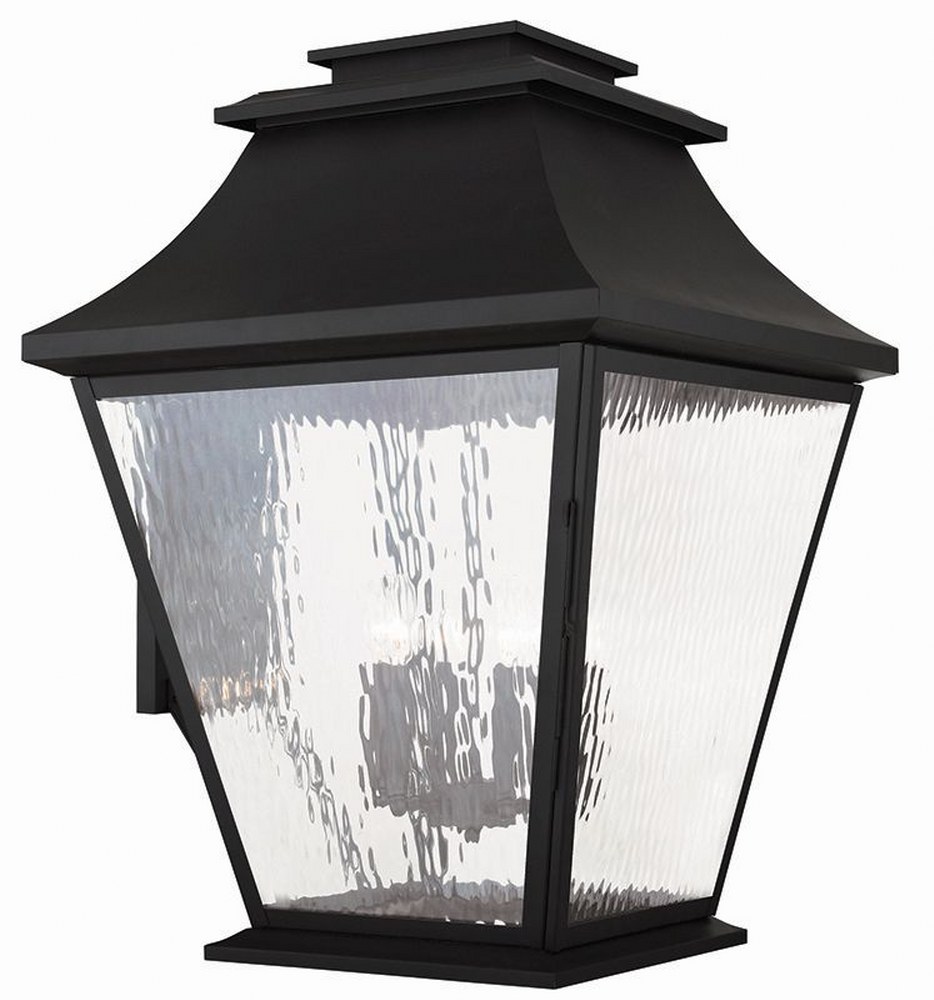 Livex Lighting-20251-04-Hathaway - 6 Light Outdoor Wall Lantern in Hathaway Style - 21 Inches wide by 30 Inches high Black  Bronze Finish with Clear Water Glass