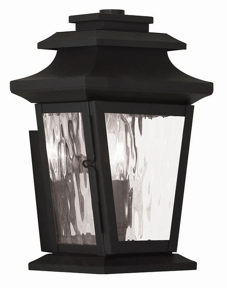 Livex Lighting-20255-04-Hathaway - 1 Light Outdoor Wall Lantern in Hathaway Style - 6.5 Inches wide by 10 Inches high Black  Bronze Finish with Clear Water Glass