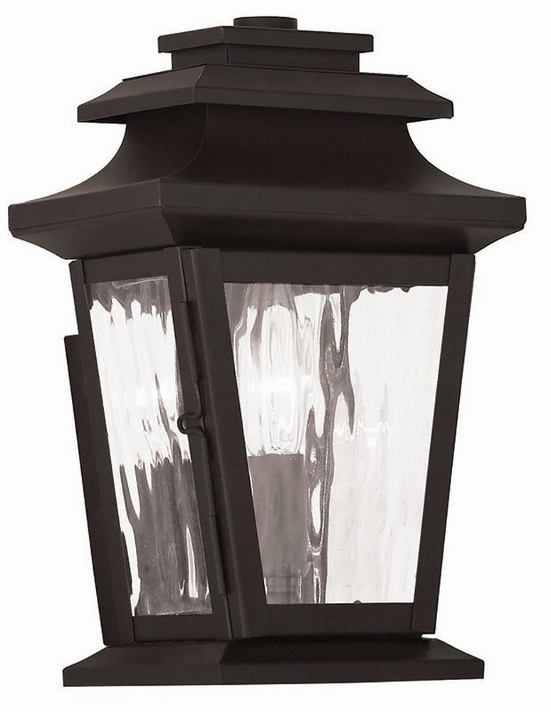 Livex Lighting-20255-07-Hathaway - 1 Light Outdoor Wall Lantern in Hathaway Style - 6.5 Inches wide by 10 Inches high Bronze  Bronze Finish with Clear Water Glass