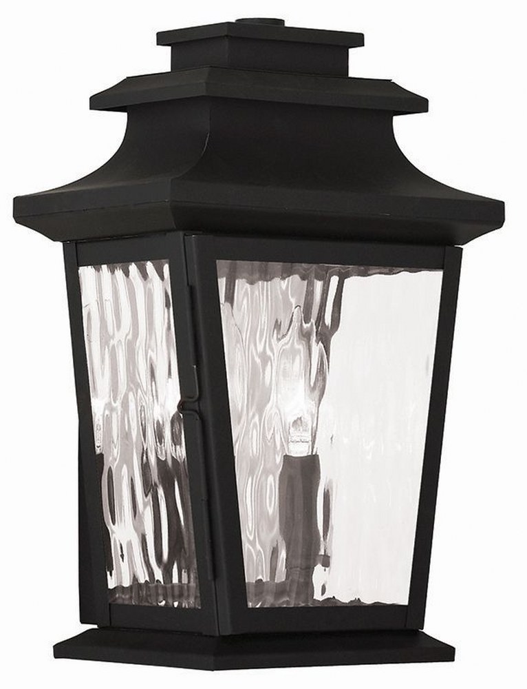 Livex Lighting-20256-04-Hathaway - Two Light Outdoor Wall Lantern in Hathaway Style - 8 Inches wide by 12.5 Inches high   Black Finish with Clear Water Glass