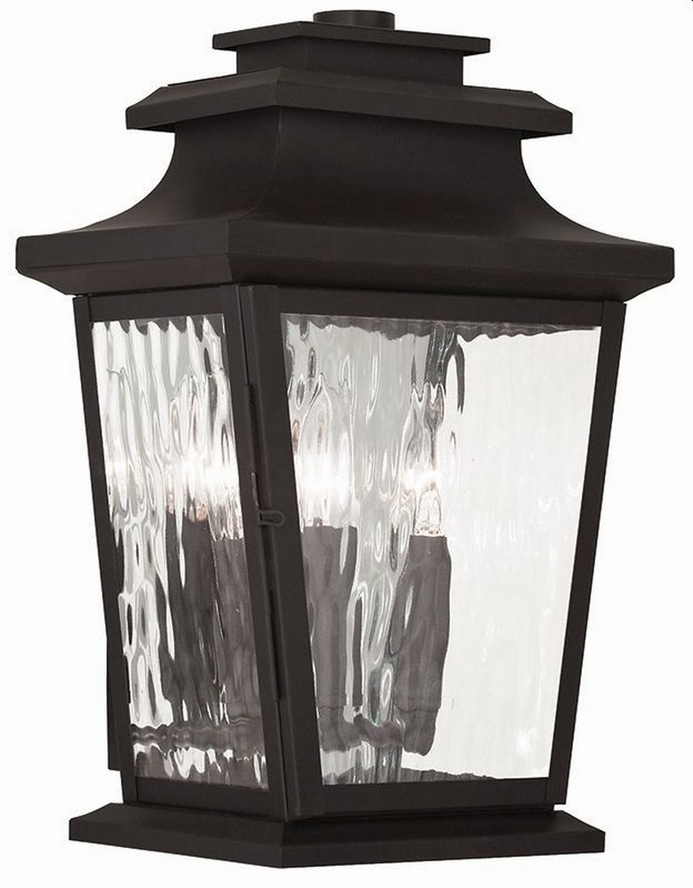 Livex Lighting-20257-07-Hathaway - 3 Light Outdoor Wall Lantern in Hathaway Style - 10 Inches wide by 15 Inches high   Bronze Finish with Clear Water Glass