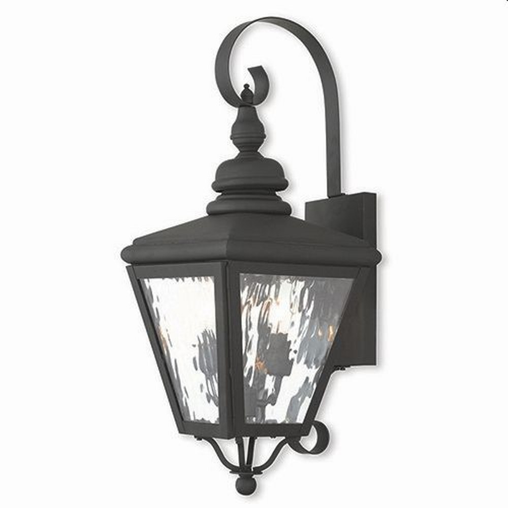 Livex Lighting-2031-04-Cambridge - 2 Light Outdoor Wall Lantern in Cambridge Style - 8.5 Inches wide by 21.5 Inches high Black  Brushed Nickel Finish with Clear Water Glass