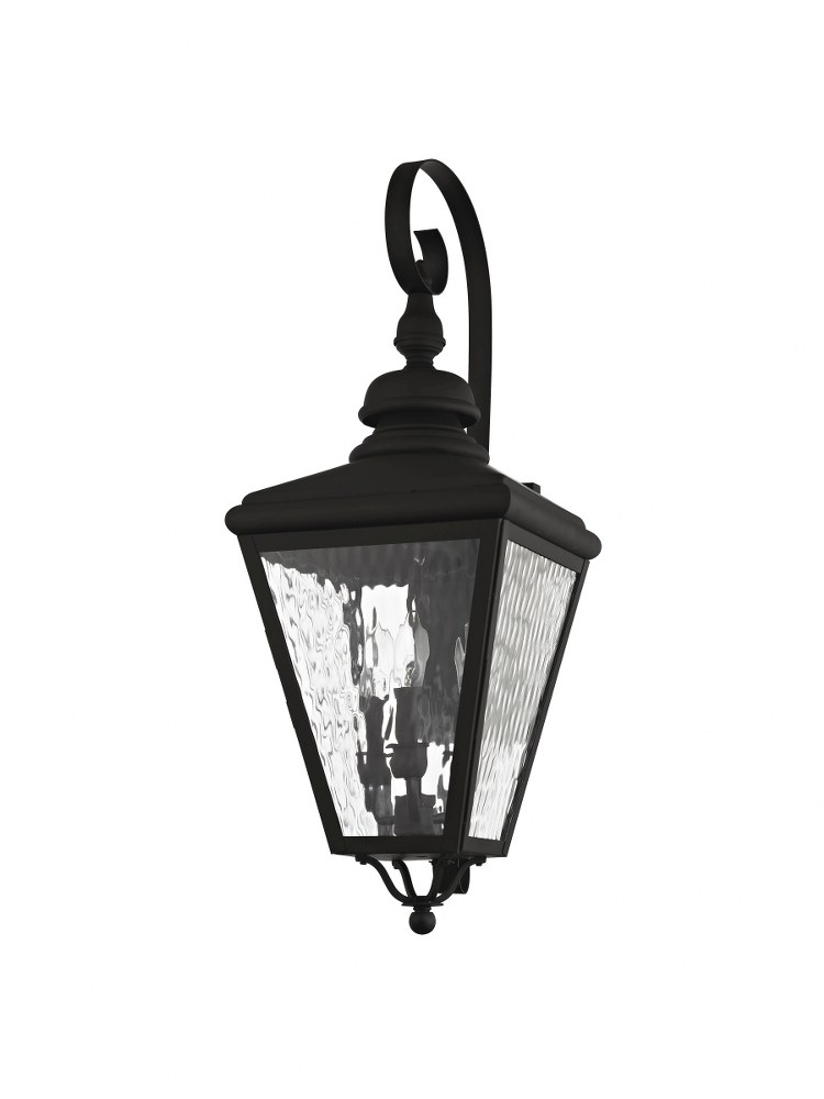 Livex Lighting-2033-04-Cambridge - 3 Light Outdoor Wall Lantern in Cambridge Style - 10.63 Inches wide by 29 Inches high Black  Bronze Finish with Clear Water Glass