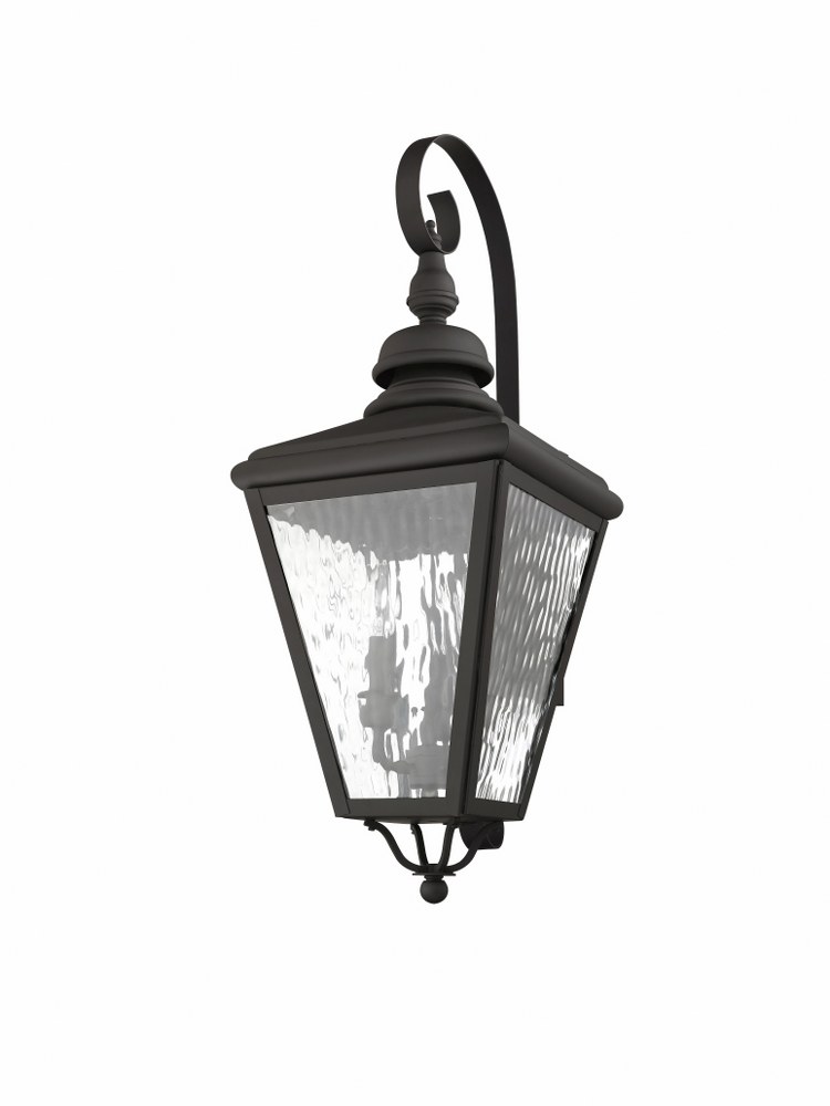 Livex Lighting-2033-07-Cambridge - 3 Light Outdoor Wall Lantern in Cambridge Style - 10.63 Inches wide by 29 Inches high   Bronze Finish with Clear Water Glass