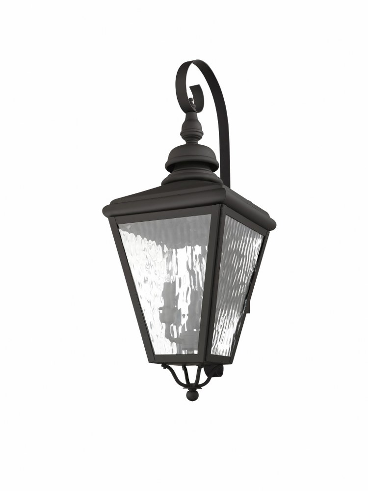 Livex Lighting-2033-07-Cambridge - 3 Light Outdoor Wall Lantern in Cambridge Style - 10.63 Inches wide by 29 Inches high Bronze  Bronze Finish with Clear Water Glass