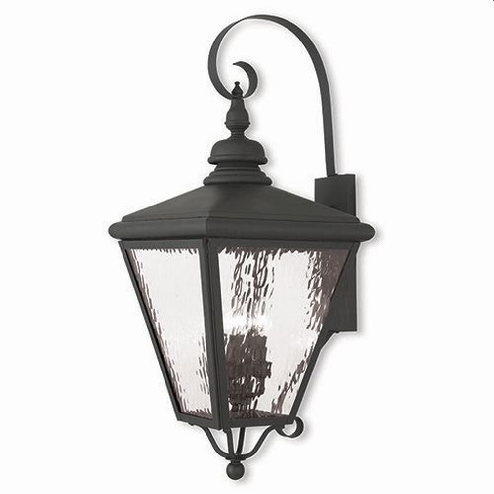 Livex Lighting-2036-04-Cambridge - 4 Light Outdoor Wall Lantern in Cambridge Style - 14.25 Inches wide by 35 Inches high Black  Bronze Finish with Clear Water Glass